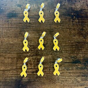 Yellow Awareness Ribbon Charms for Jewelry Making Supplies Lot of 9, bracelets
